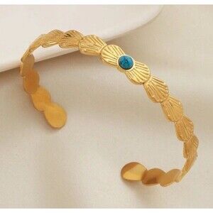 Seashell Design Tournoise 18K Gold Plated Cuff Bracelet